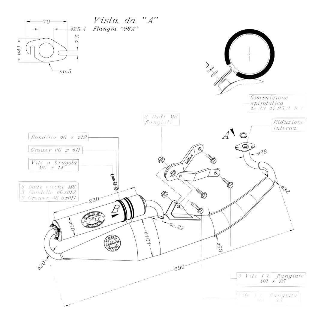 LeoVince Hand Made TT nehrđajući čelik cjeloviti ispušni sustav 4054