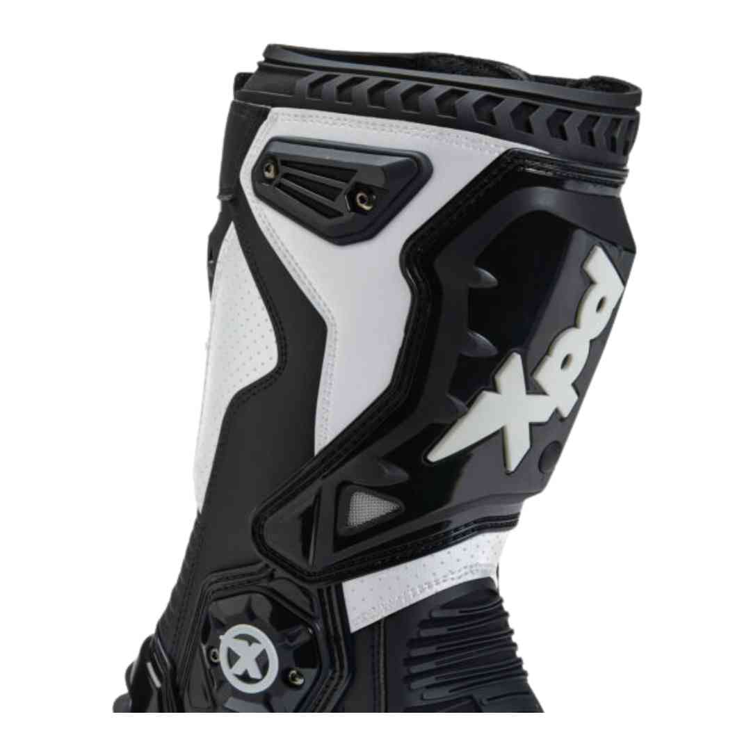 XPd crno-bijele motociklističke čizme – gornji dio sa zaštitom potkoljenice