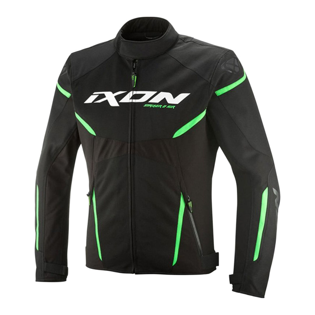 IXON Striker 2 Air motoristična jakna črna z zelenimi detajli spredaj