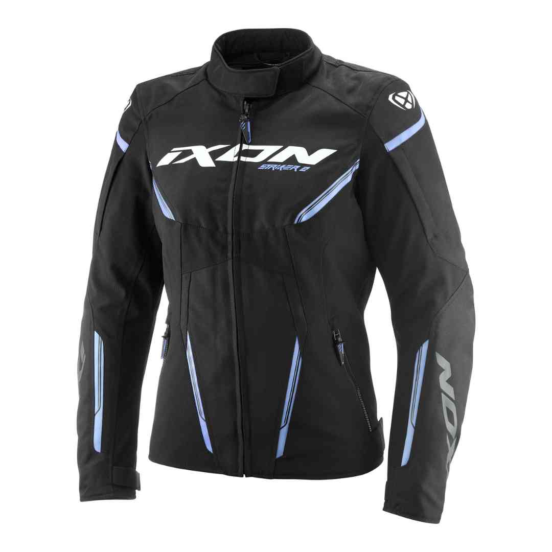 IXON Striker 2 motoristična jakna ženska črna z modrimi detajli spredaj