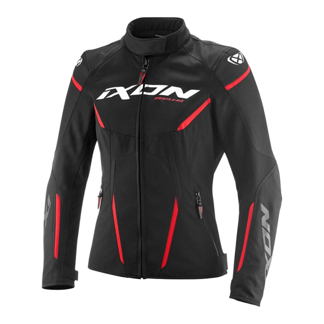 IXON Striker 2 Air ženska motociklistička jakna crna s crvenim detaljima sprijeda