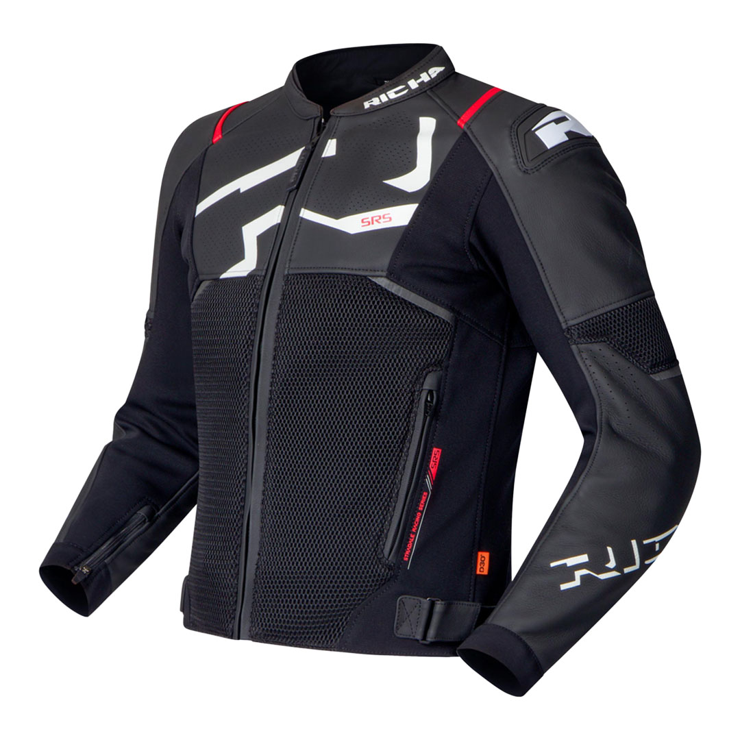 Richa Stradale Evo crno-crvena sportska motociklistička jakna sprijeda