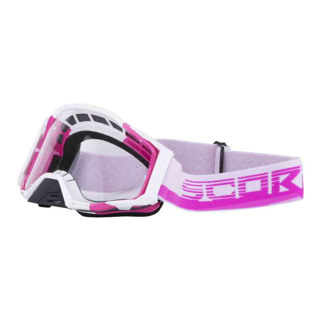Scorpion MX motocross naočale roza bele – stranski pogled