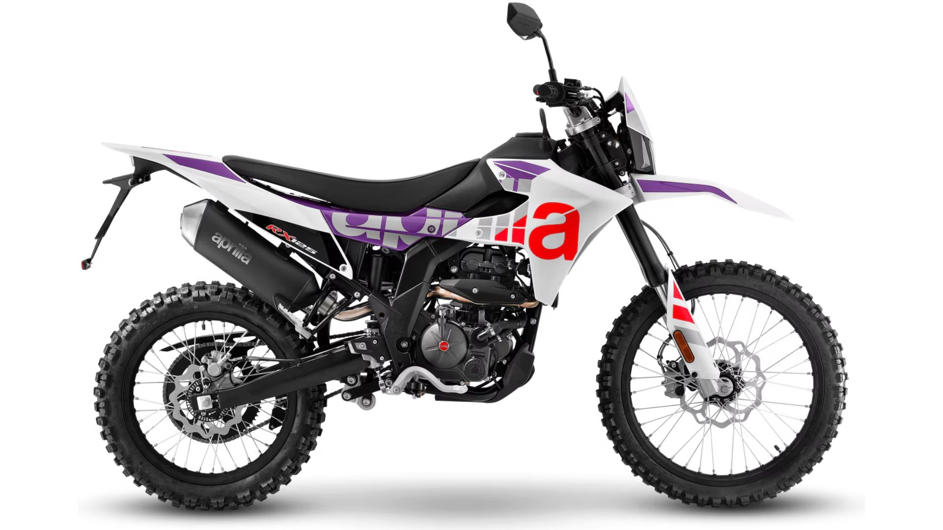 Aprilia RX 125 motor na belem ozadju – levi profil