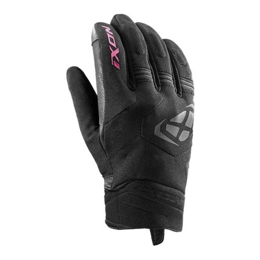 IXON ženske motoristične rokavice črne z roza logotipom zgoraj