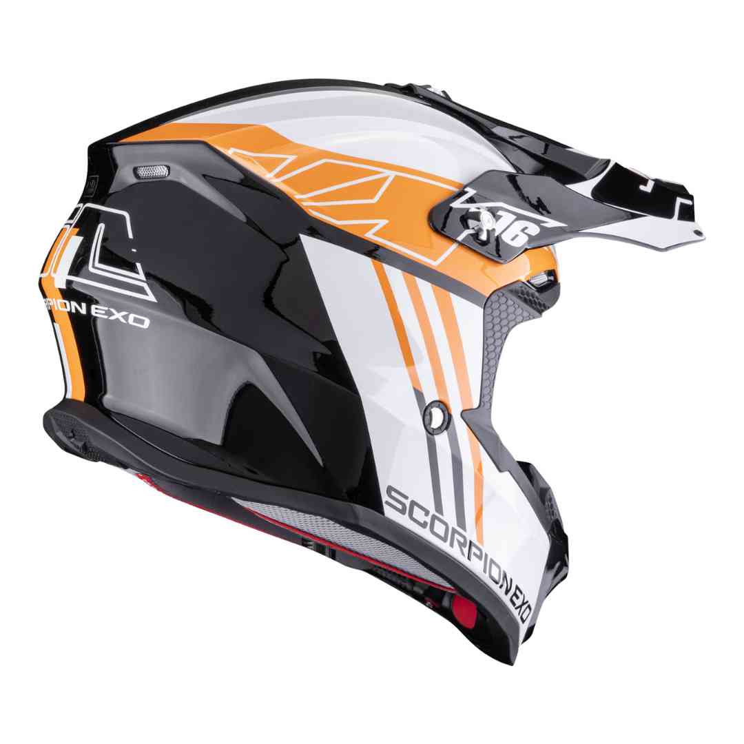 Scorpion VX-16 Evo Air Lignes kros čelada zadnji in bočni pogled dizajn Lignes