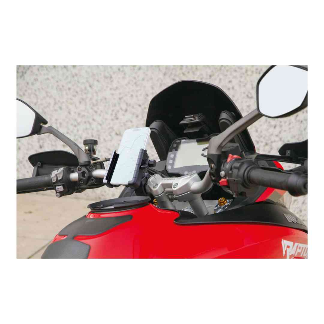 Uporaba univerzalnega nosilca telefona Optiline Ridex Mecha na športnem motociklu