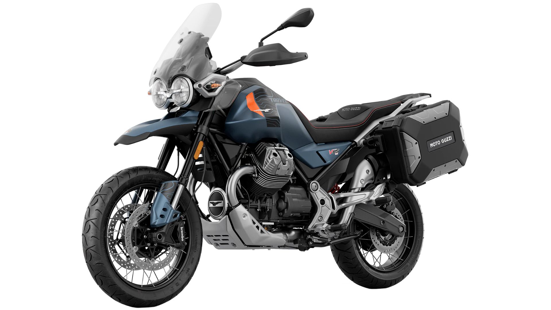 Moto Guzzi V85 TT Travel z velikim Touring vetrobranom