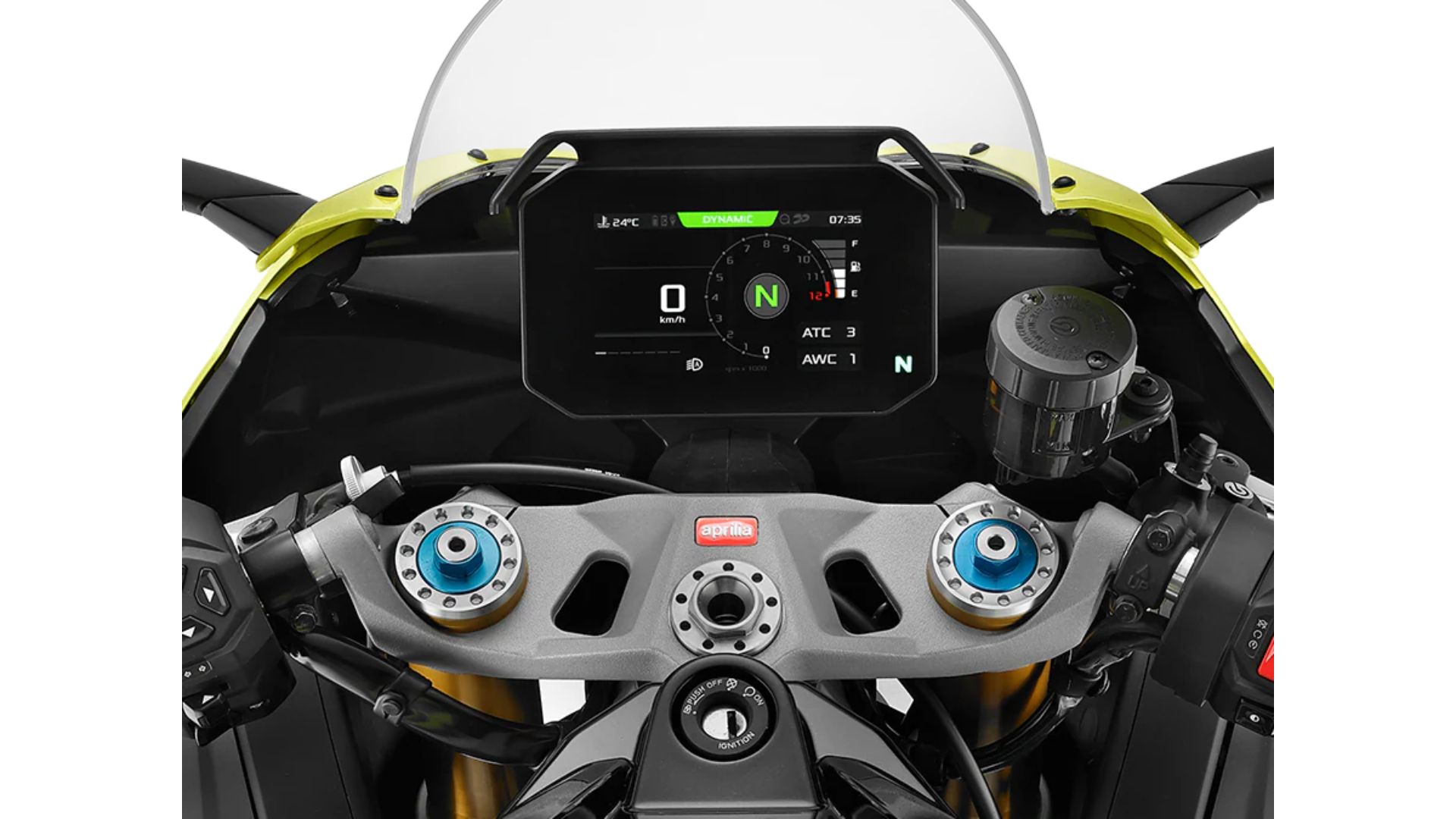 Sprednji pogled na Aprilia RS 660 Factory z LED osvetlitvijo