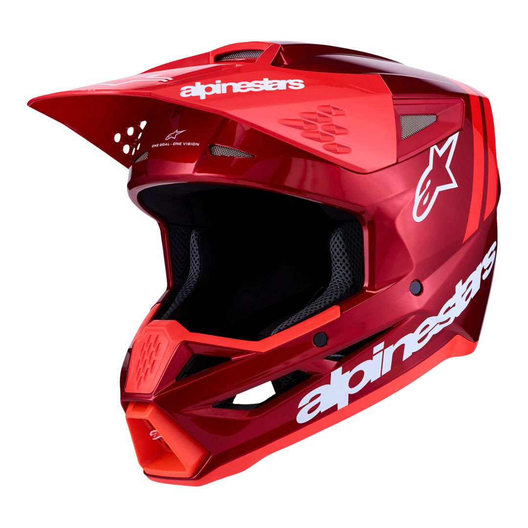 Crvena motokros kaciga Alpinestars S-M3 Radium, pogled s desne strane
