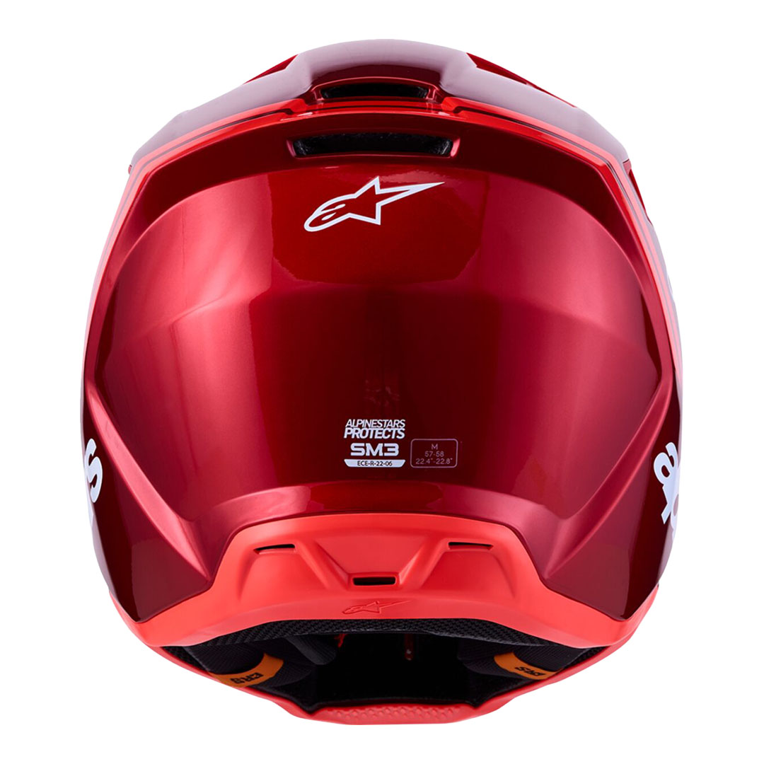 Crvena motokros kaciga Alpinestars S-M3 Radium, pogled sprijeda slijeva