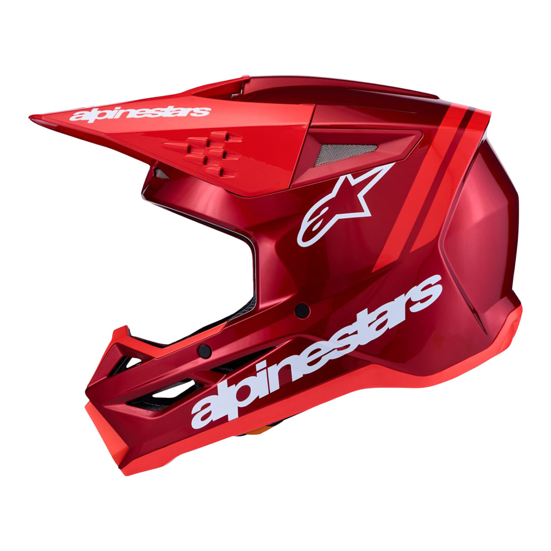 Crvena motokros kaciga Alpinestars S-M3 Radium, pogled s lijeve strane