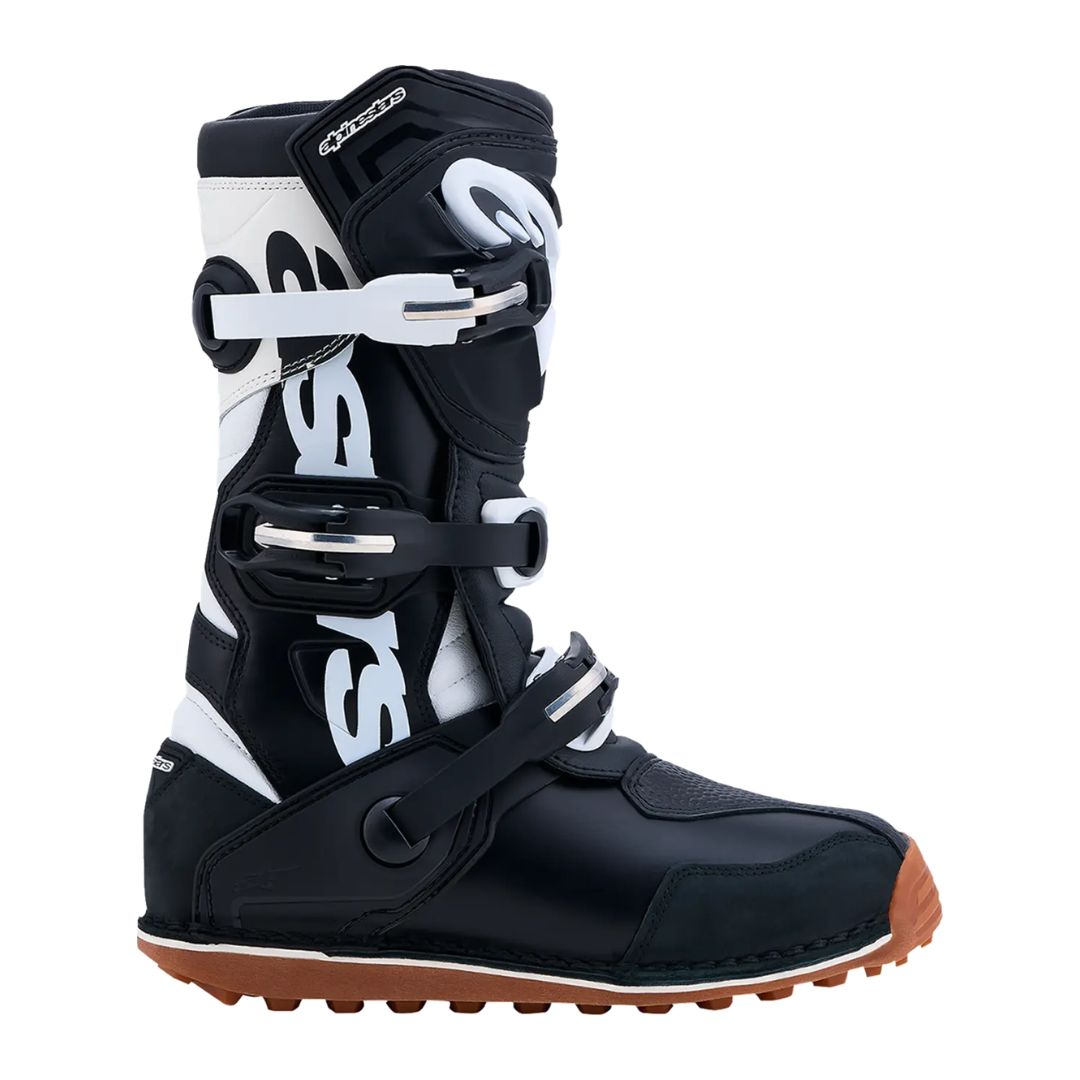 Zaščitna plošča goleni iz TPU na škornjih Alpinestars Tech-TAlpinestars Tech-T kros škornji iz naravnega usnja in odpornih mikrovlaken