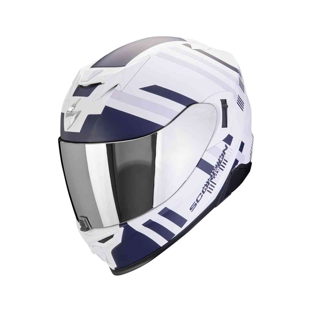 Scorpion Exo-520 Evo Air Banshee Helmet z integriranim sončnim vizirjem.