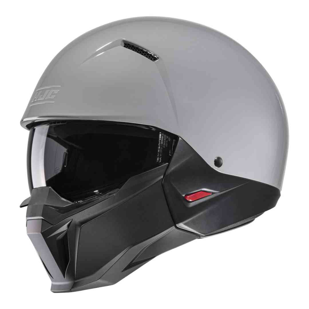 HJC i20 Solid Jet siva – pogled spredaj z masko