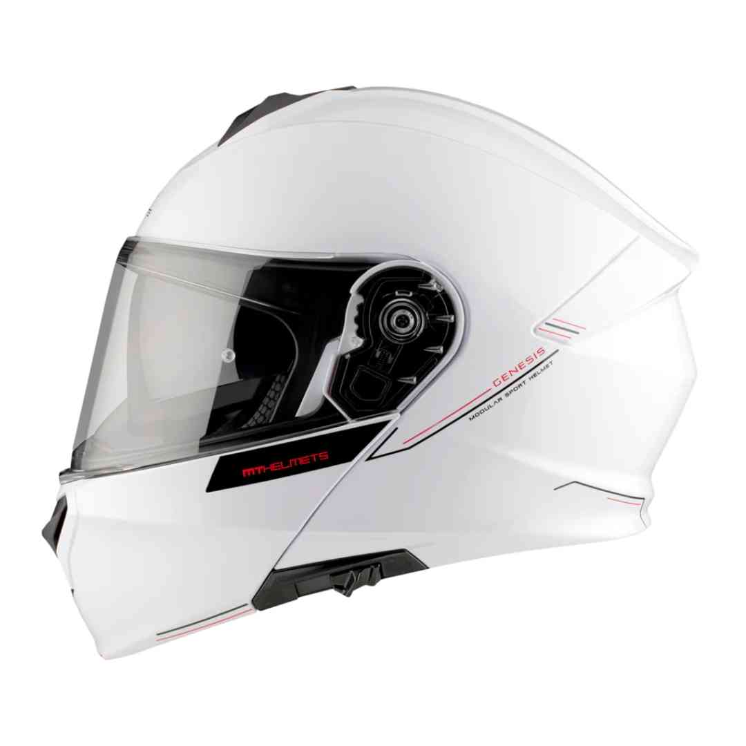 MT Helmets Genesis SV SOLID A0 bela preklopna čelada