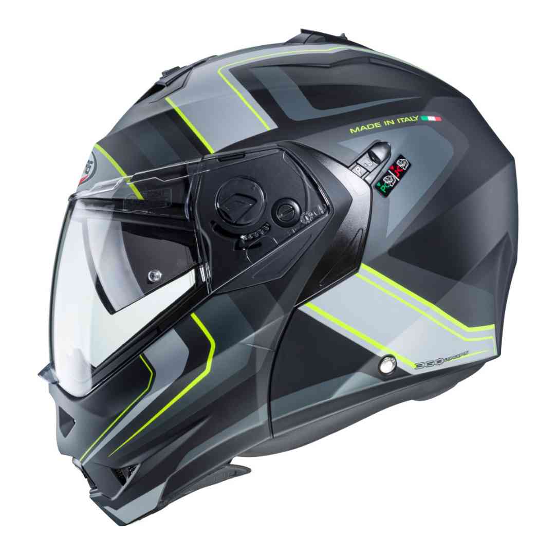 Caberg Duke II Tour črno sivo zelena preklopna kaciga