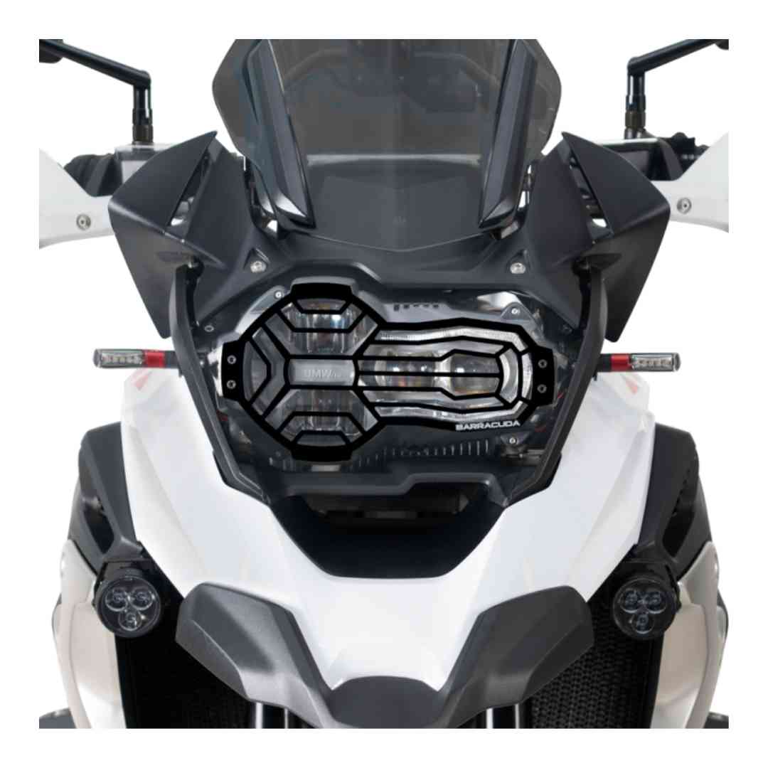 Zaščita žarometa Barracuda na BMW R 1250 GS – pogled od spredaj