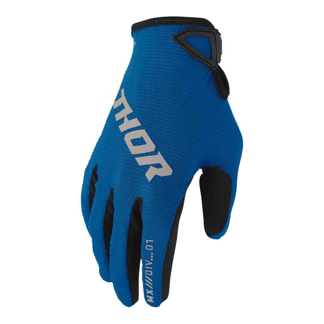 Plavo-crne motocross rukavice Thor Ridemode Static – pogled odozgo