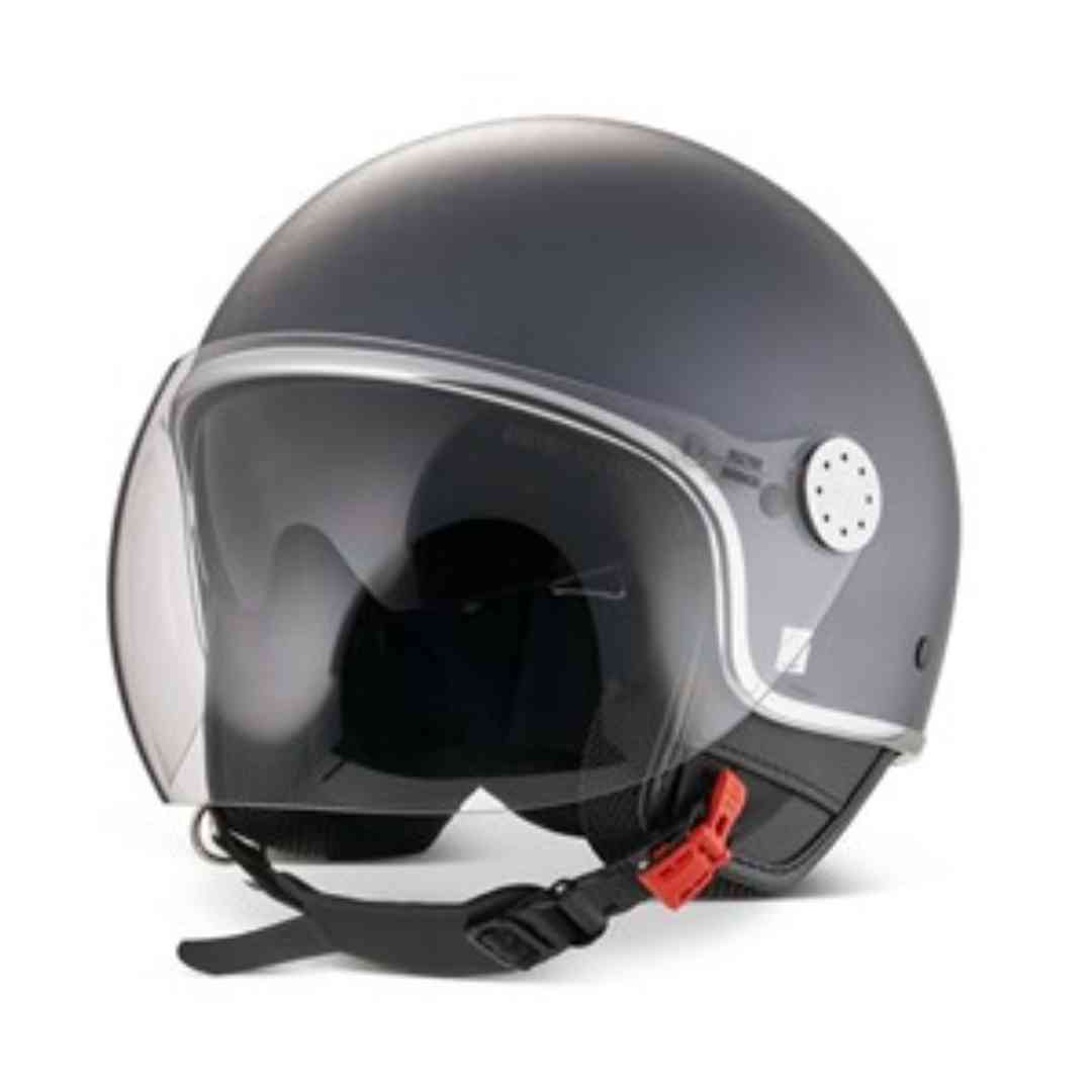 Prednji pogled na sivu jet kacigu Piaggio Mirror