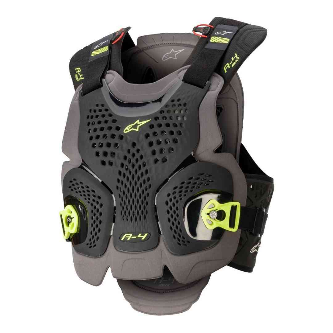 Alpinestars A-4 Max Chest Protector črno-fluo rumen – pogled spredaj