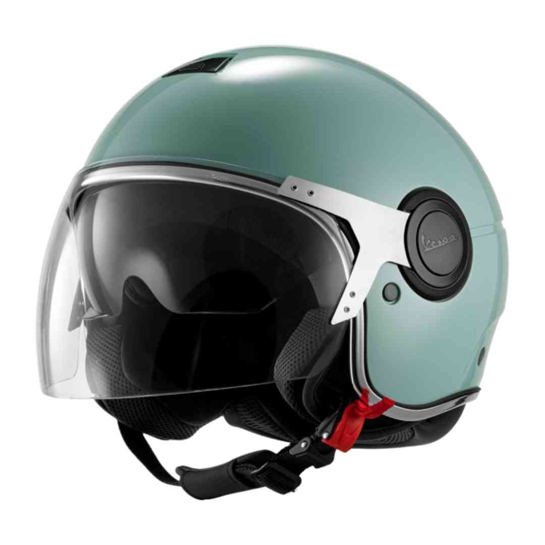 Prednji pogled na zelenu jet kacigu Vespa Argentario
