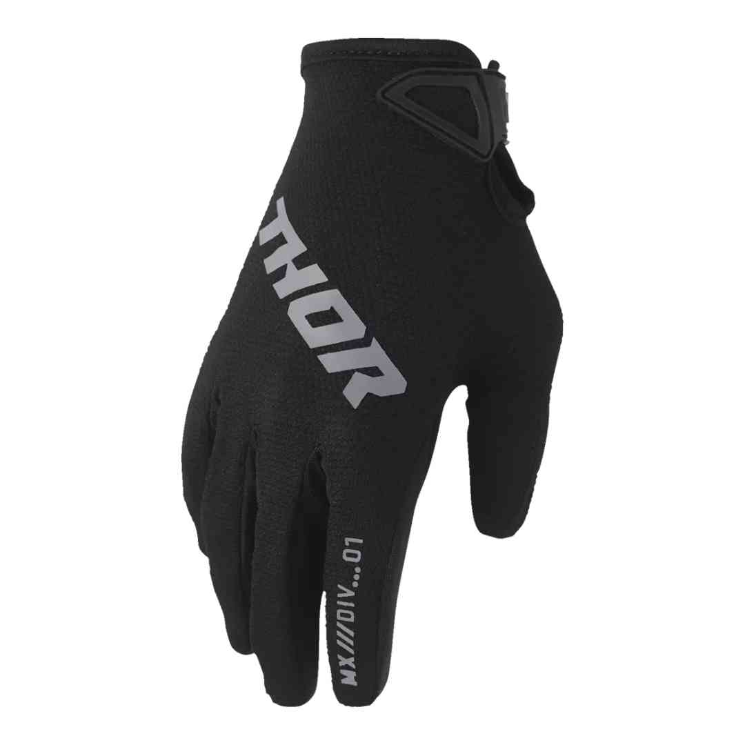 Crne motocross rukavice Thor Ridemode Static – pogled odozgo