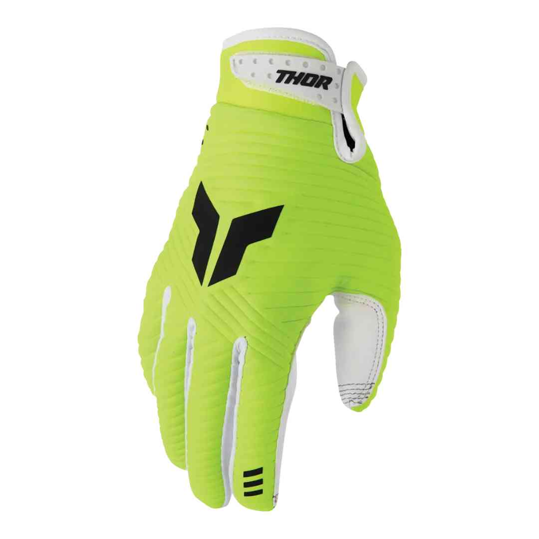 Žuto-bijele motocross rukavice Thor Launchmode CW – pogled odozgo