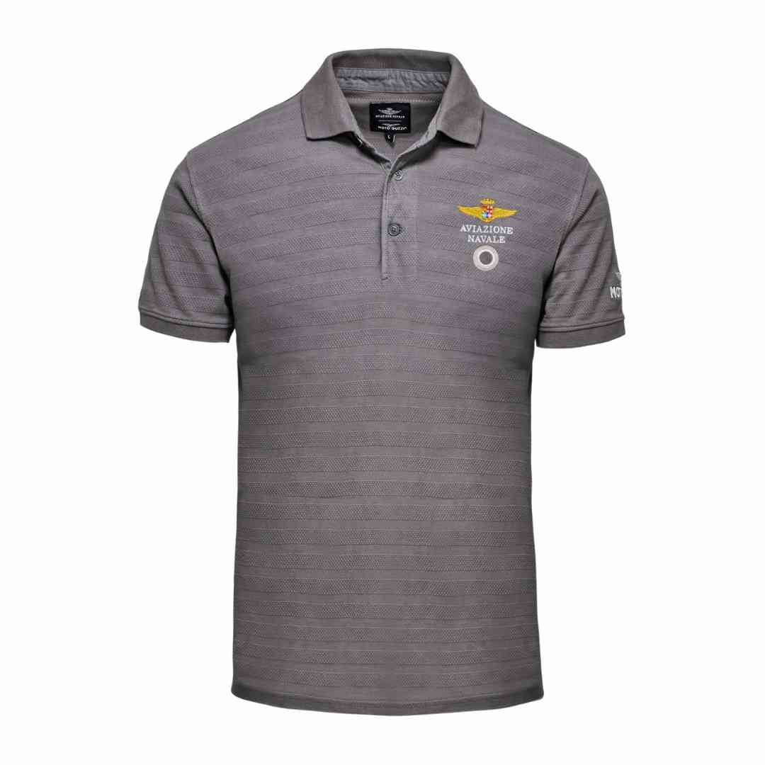 Moto Guzzi Aviazione Navale polo majica črno siva spredaj