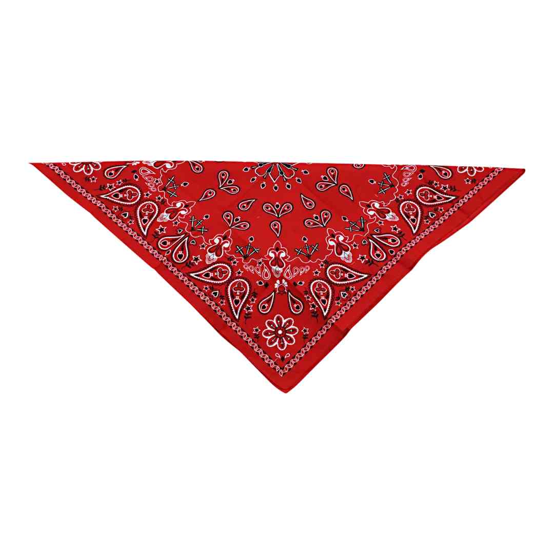 Crvena bandana ZAN Headgear s paisley uzorkom – rasklopljena