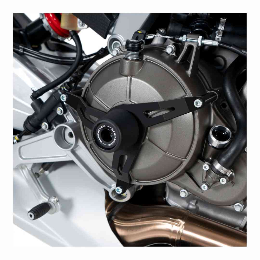 Barracuda zaščita motorja nameščena na Aprilia Tuono 660