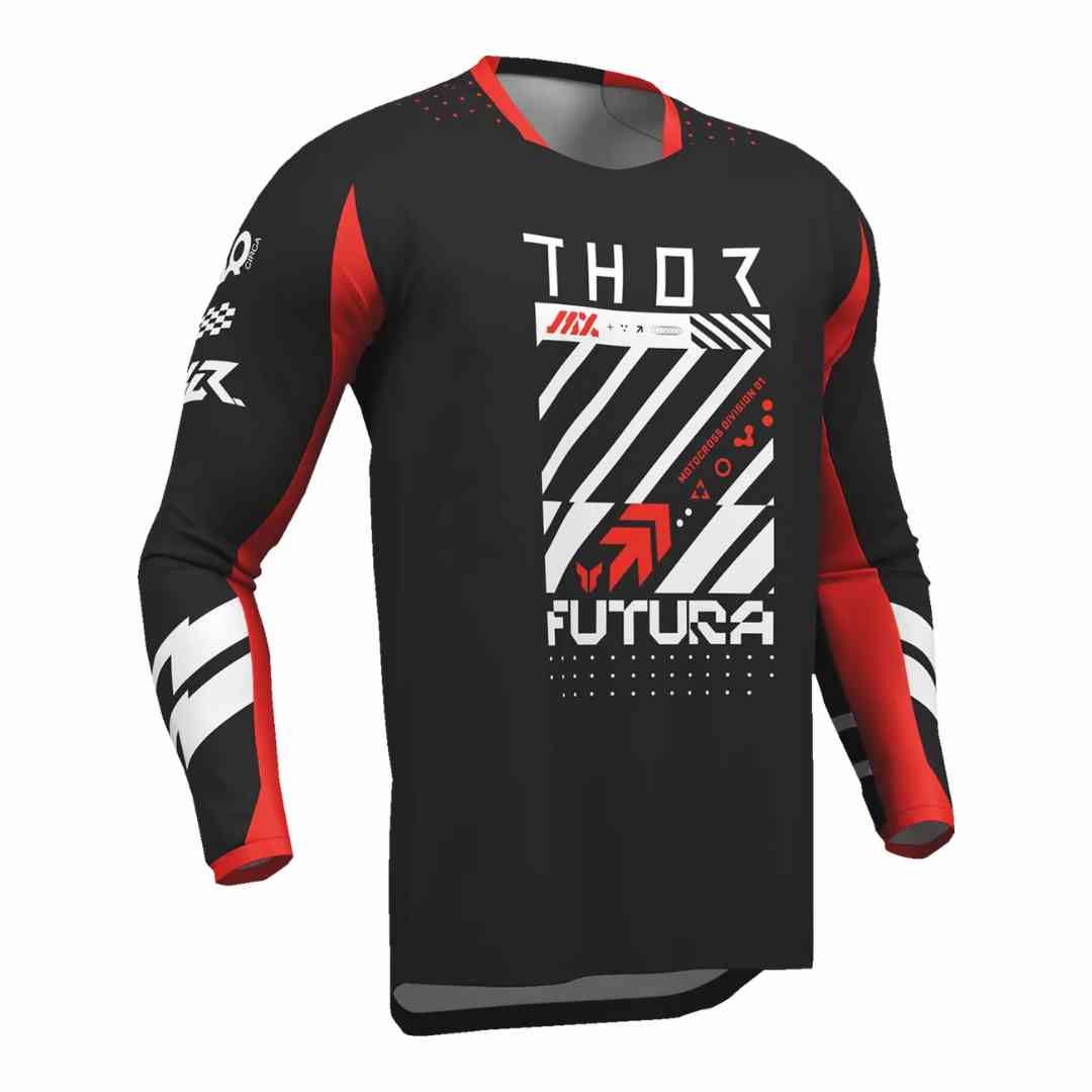 Thor Launchmode Futura otroška motocross majica – pogled od spredaj