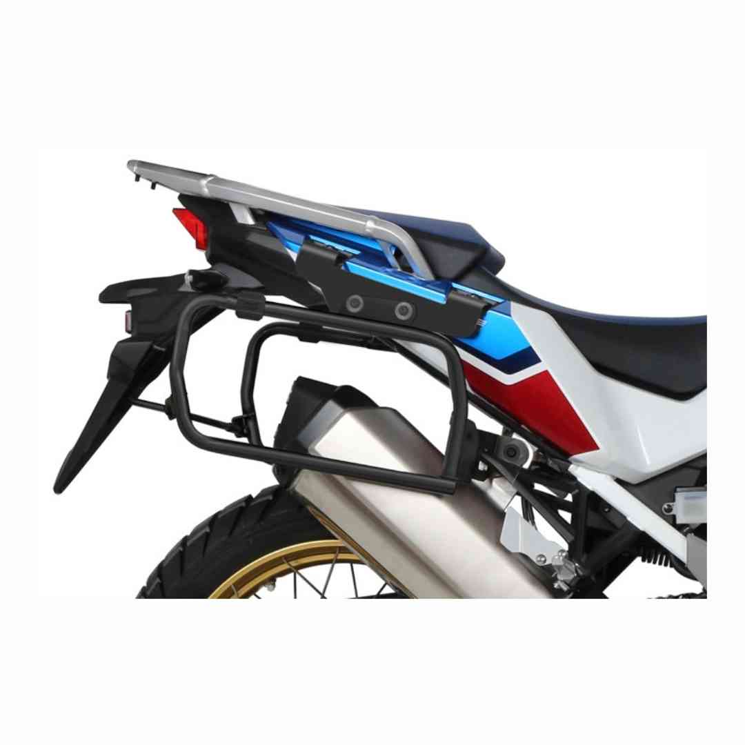 Nosač bočnih kofera montiran na stražnjem dijelu motocikla Honda Africa Twin.