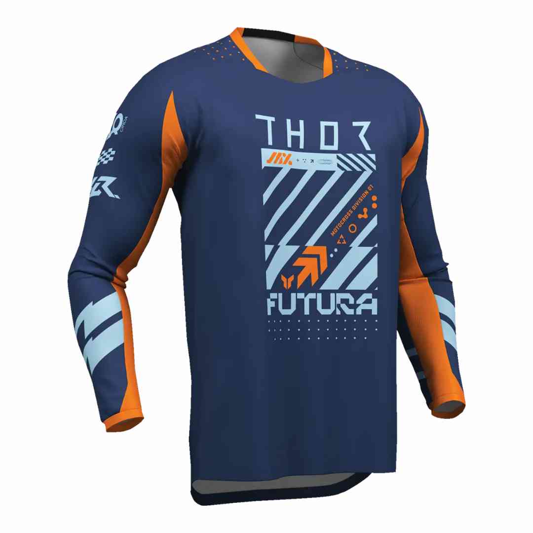 Thor Launchmode Futura otroška motocross majica – pogled od spredaj