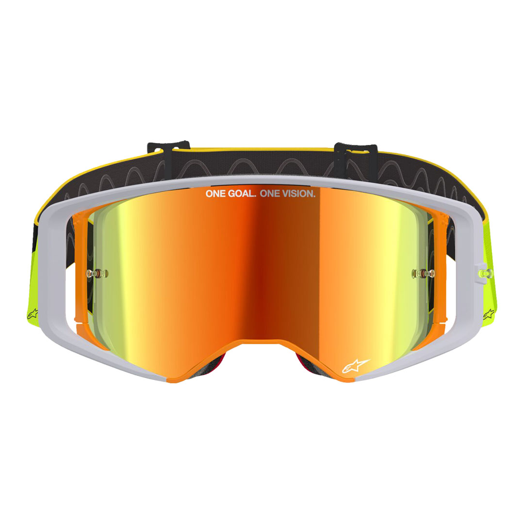 Kros naočale Alpinestars Supertech Corp sive/žute – zrcalne narančaste leće