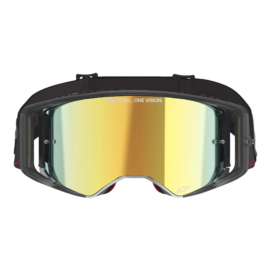 Kros naočale Alpinestars Supertech Vision Vista crne – zrcalna zlatna leća