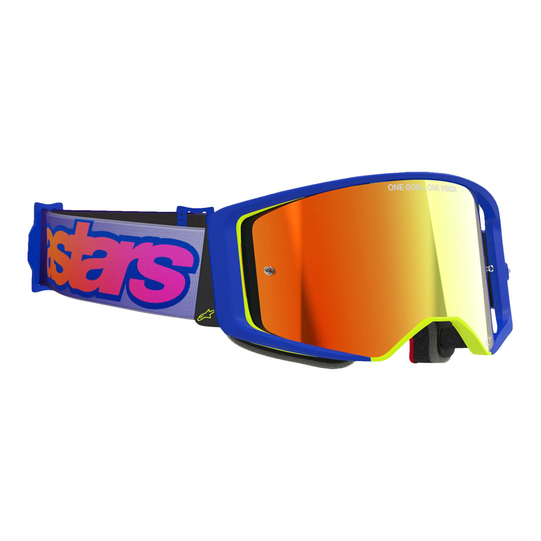 Kros naočale Alpinestars Supertech Vision Vista plavo/ljubičaste/žute – crvena zrcalna leća