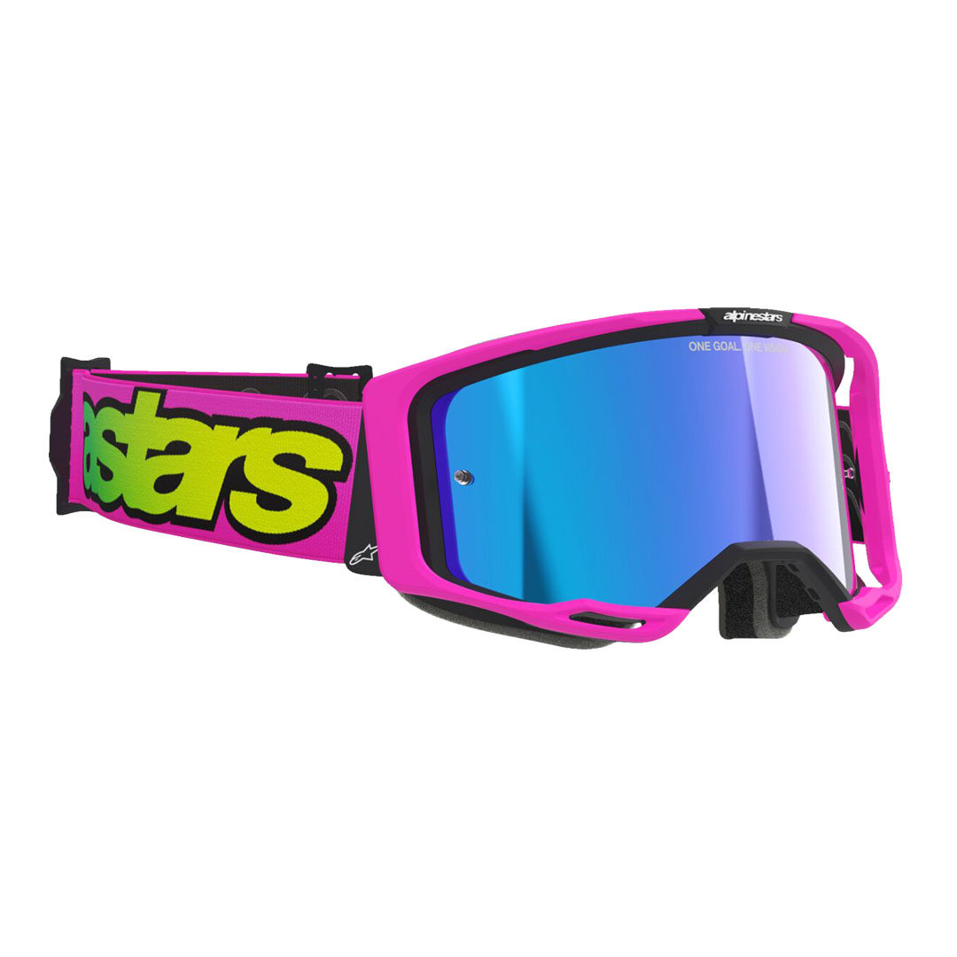 Kros naočale Alpinestars Vision 8 Vista fluorescentno ružičaste/žute – plava zrcalna leća