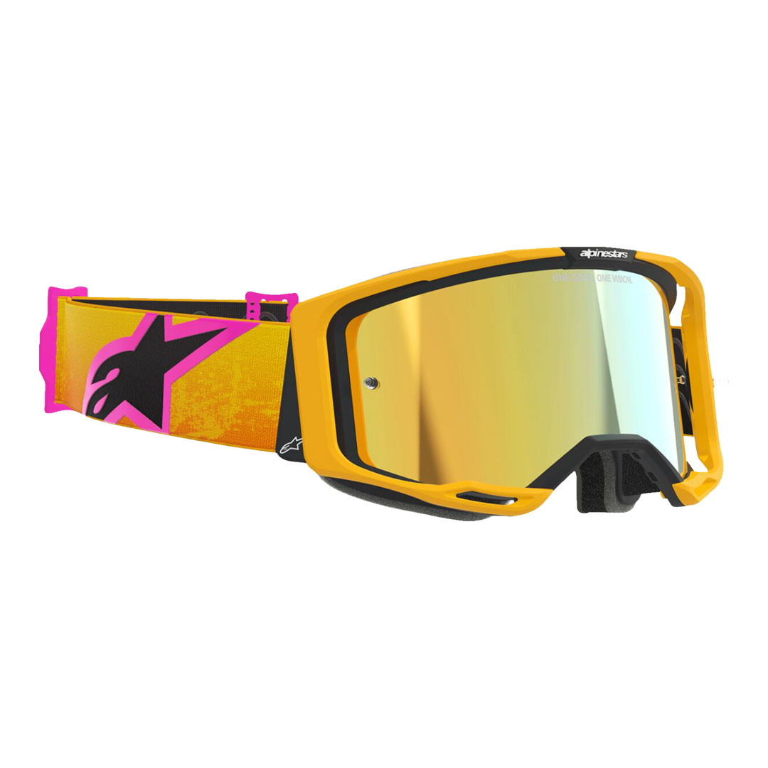 Kros naočale Alpinestars Vision 8 Corp narančaste/roze/žute – zlatna zrcalna leća