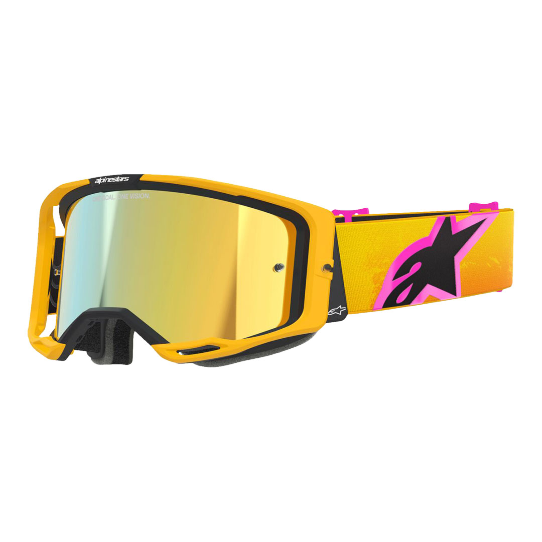 Kros naočale Alpinestars Vision 8 Corp narančaste/roze/žute – zlatna zrcalna leća