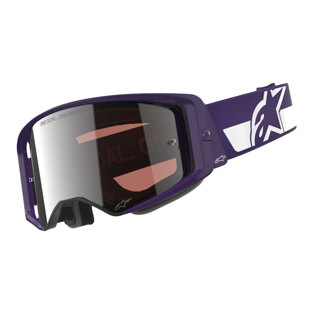 Kros naočale Alpinestars Supertech Hunter Lawrence Signature ljubičasto/bijele – zrcalno srebrne leće