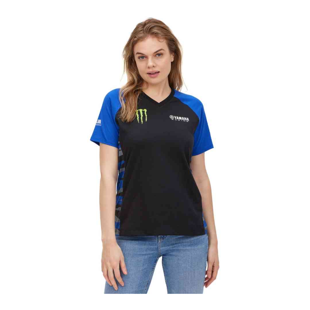 Sprednji pogled na žensko majico Monster Energy Yamaha
