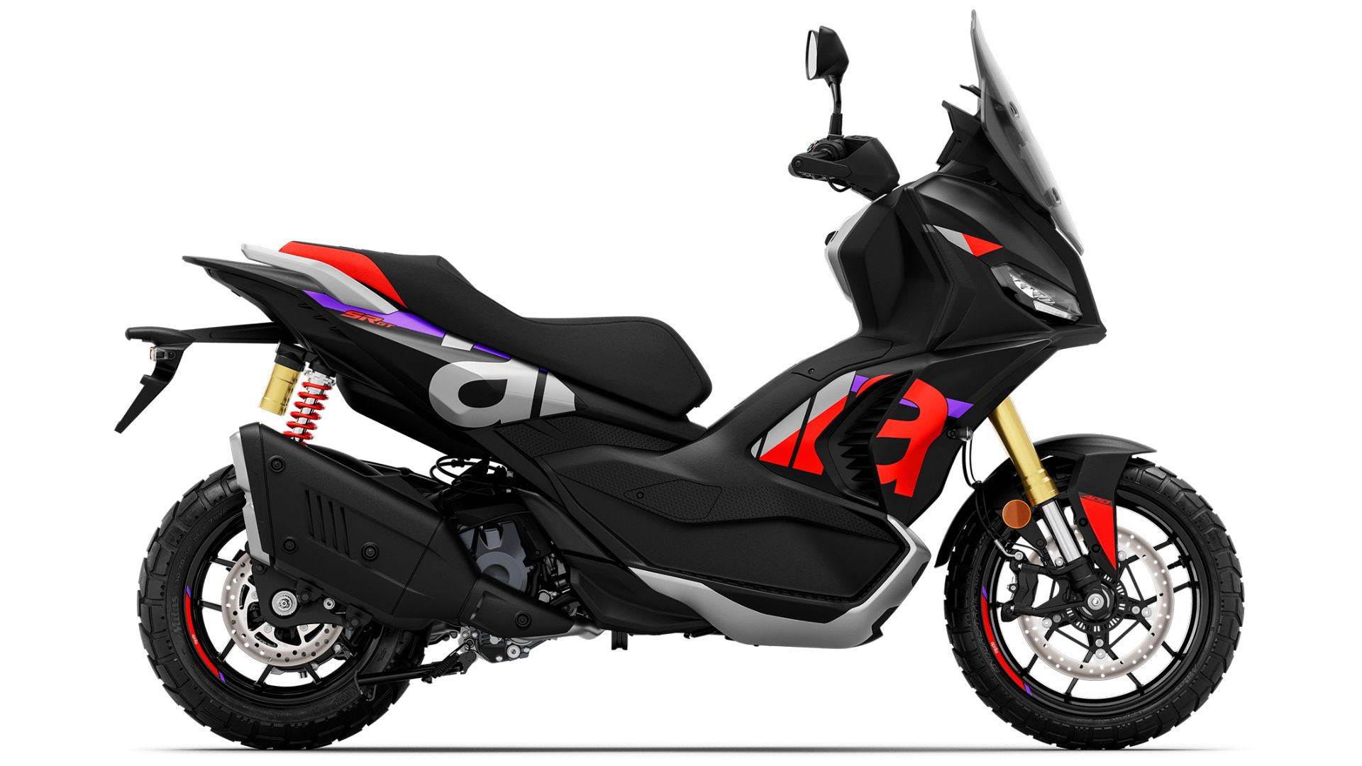 Aprilia SR GT 400 – bočni pogled skuterja z avanturistično zasnovo
