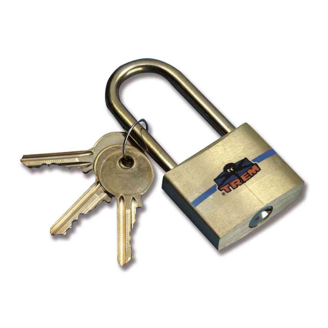 Trem medeninasta ključavnica z dolgim lokom.